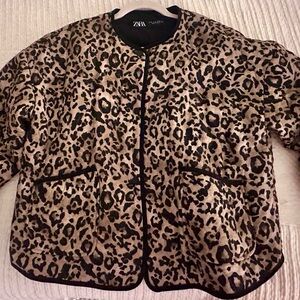 Zara Animal Print Jacket with Black Accents
